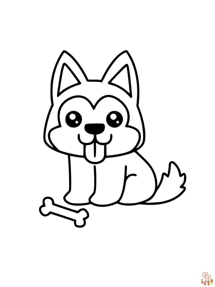 husky puppy coloring page free