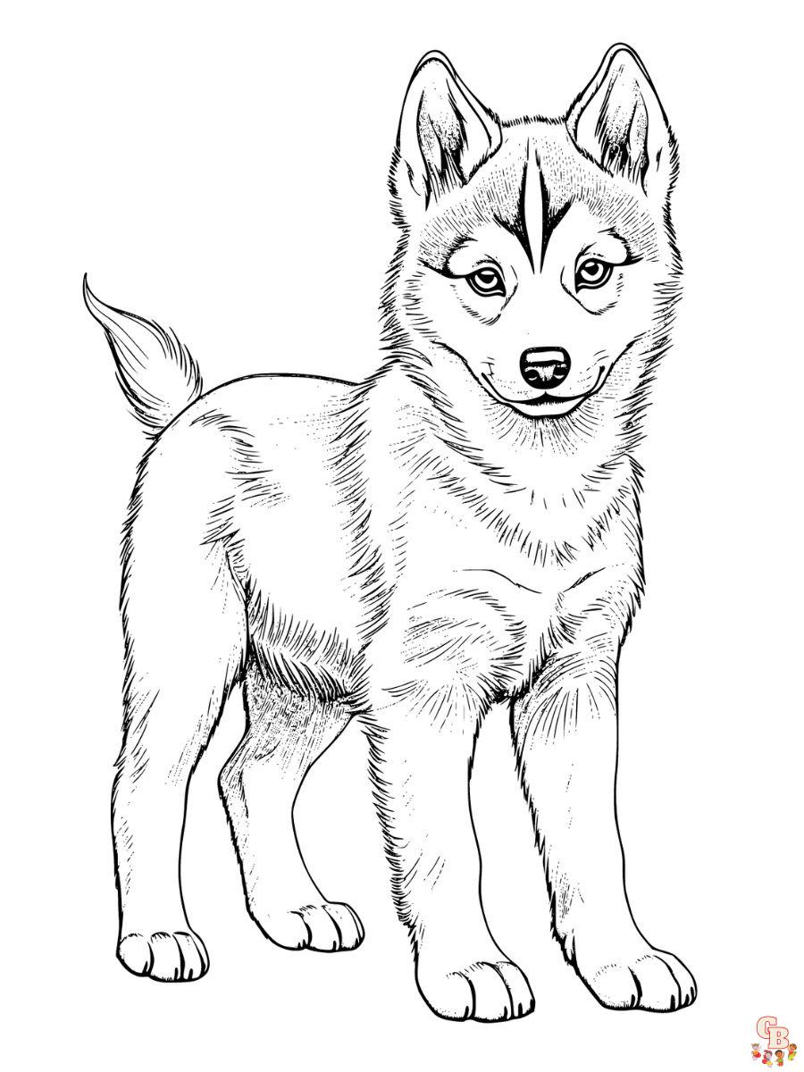 husky puppy coloring page printable