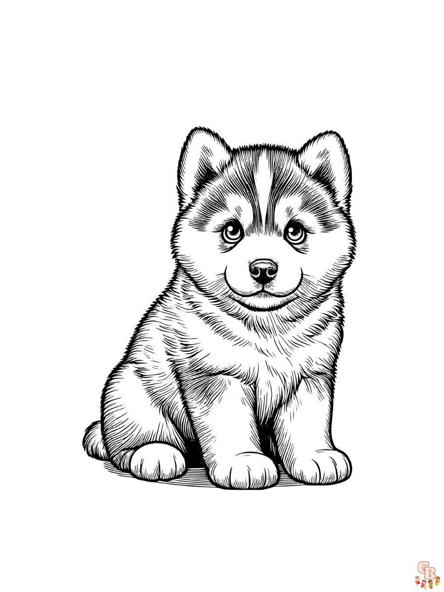 husky puppy coloring pages free