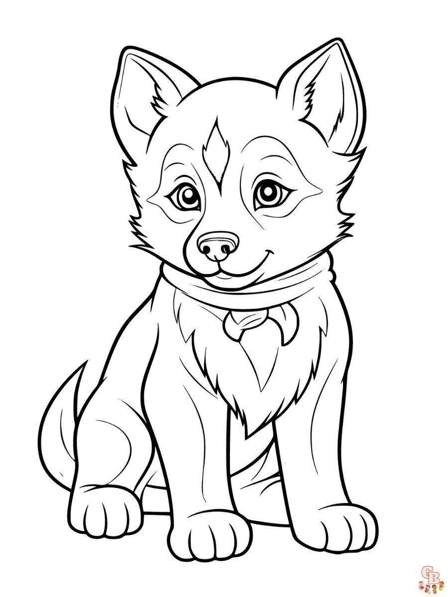 husky puppy coloring pages printable