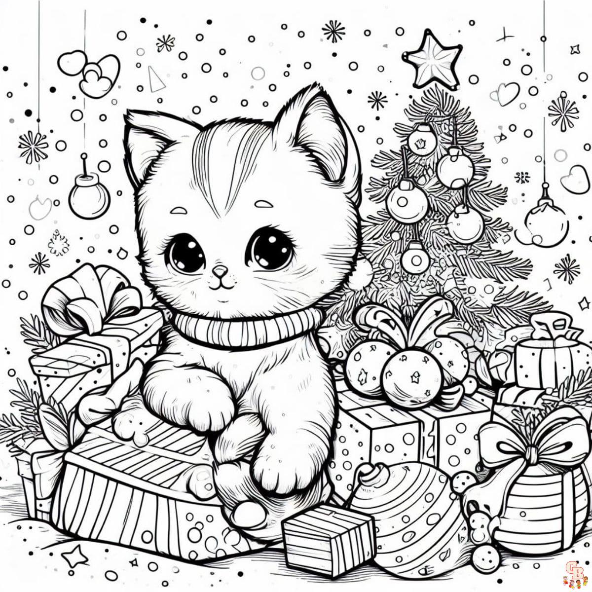 kitten with present christmas