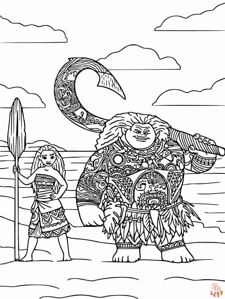 moana and maui coloring pages