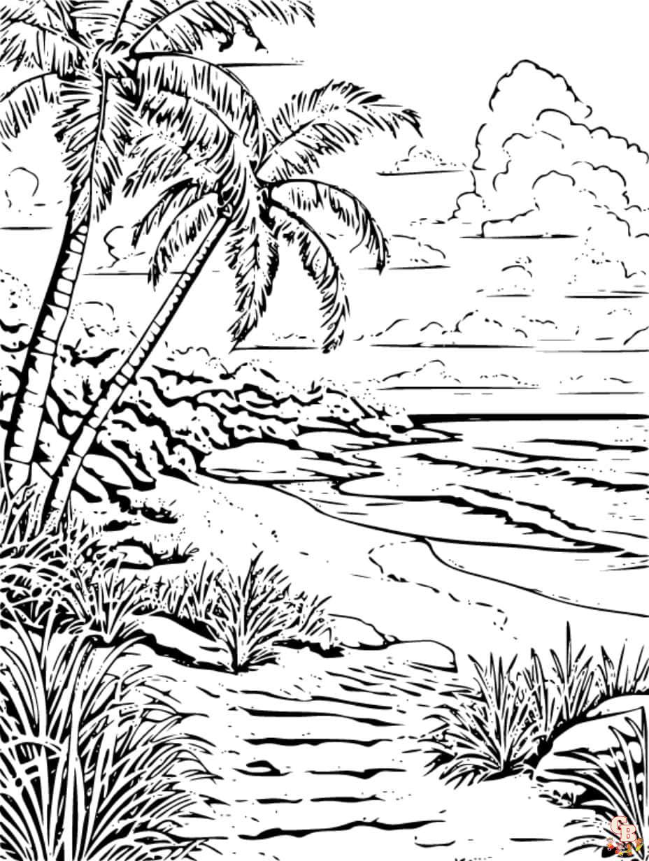 printable realistic beach coloring pages