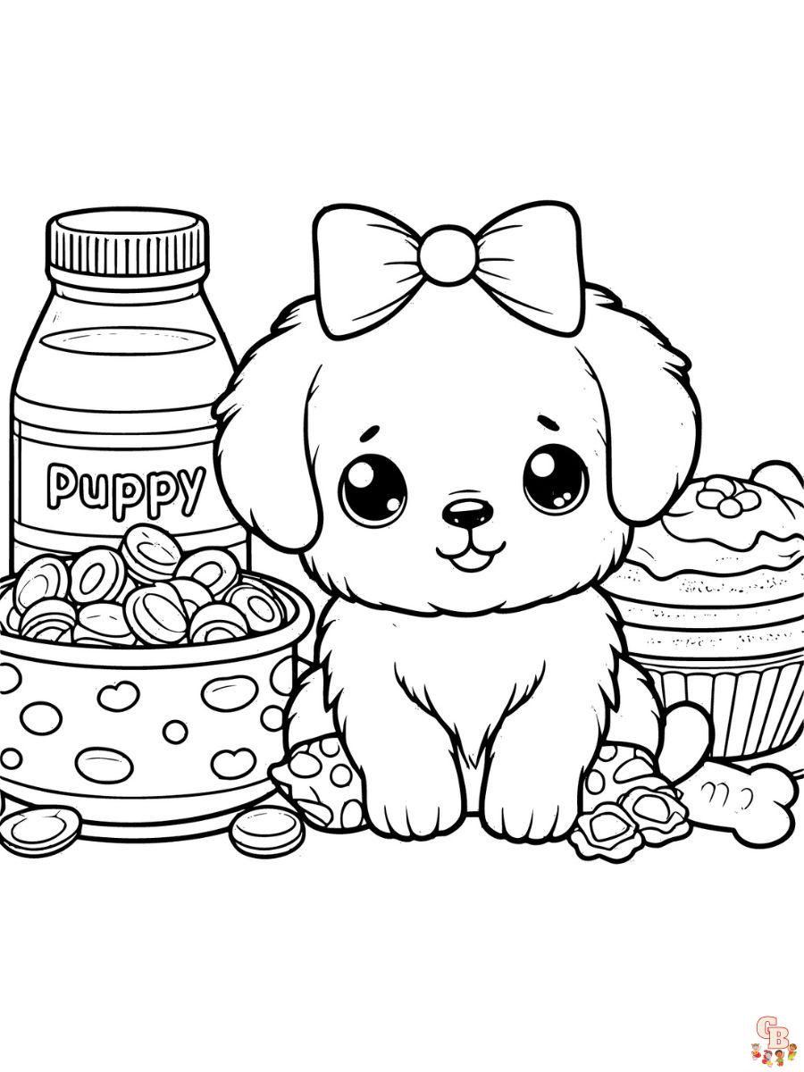 puppy and food coloring page free