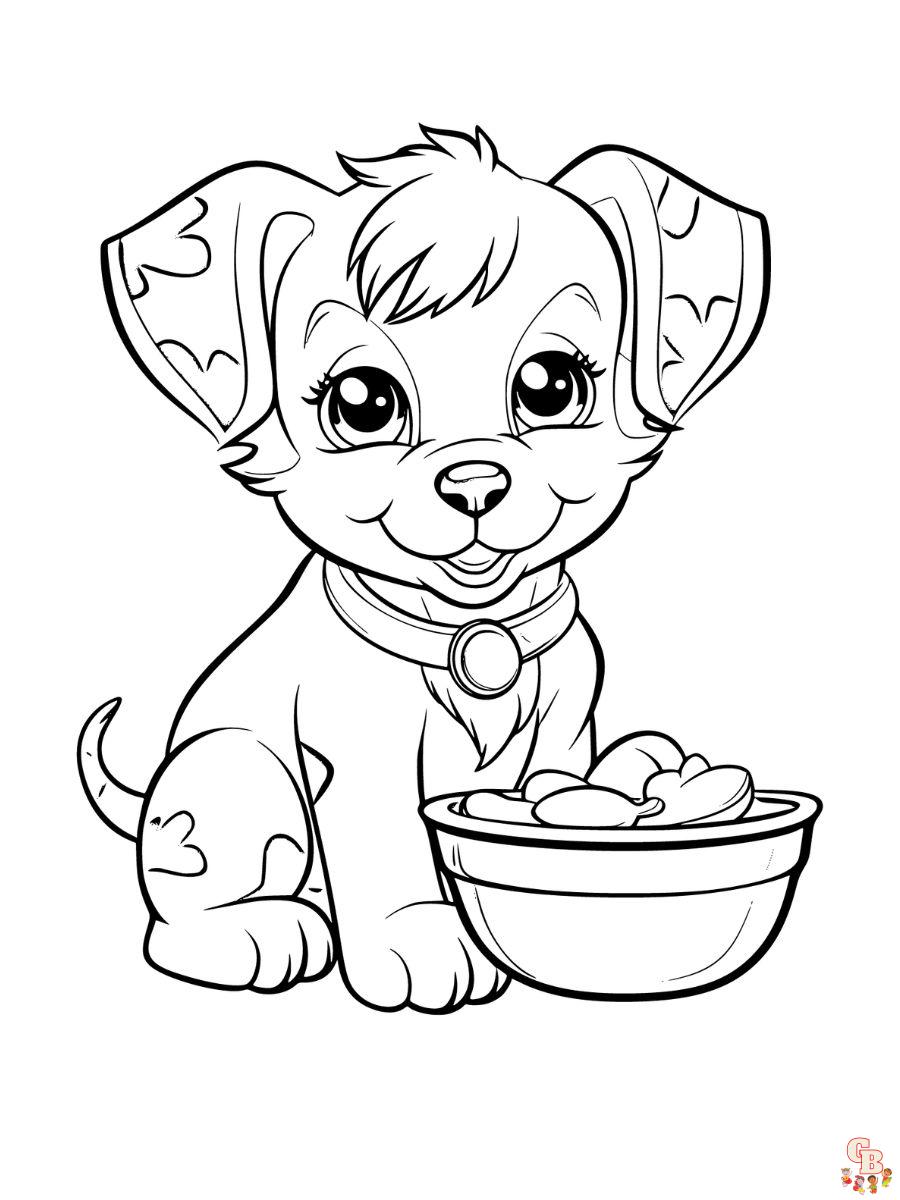 puppy and food coloring page