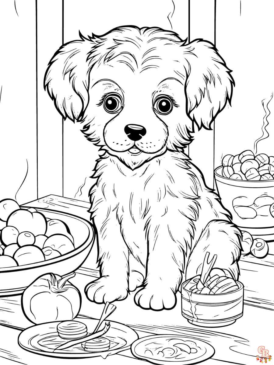 puppy and food coloring pages free