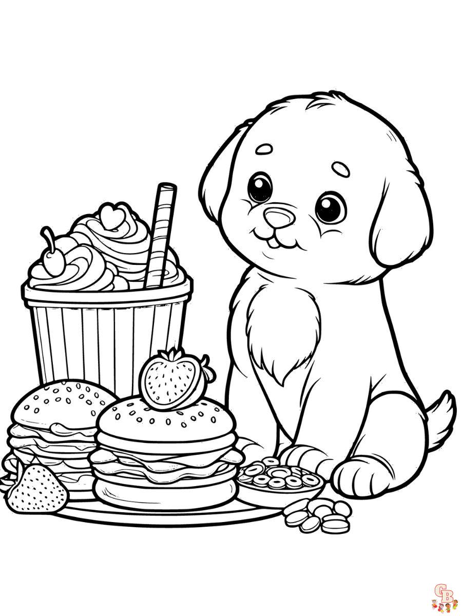 puppy and food coloring pages printable