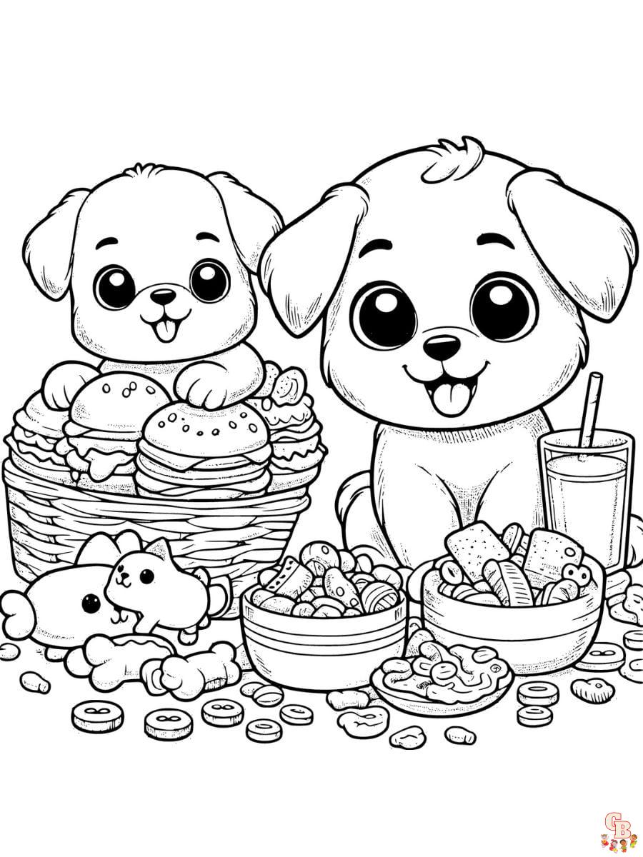 puppy and food coloring pages