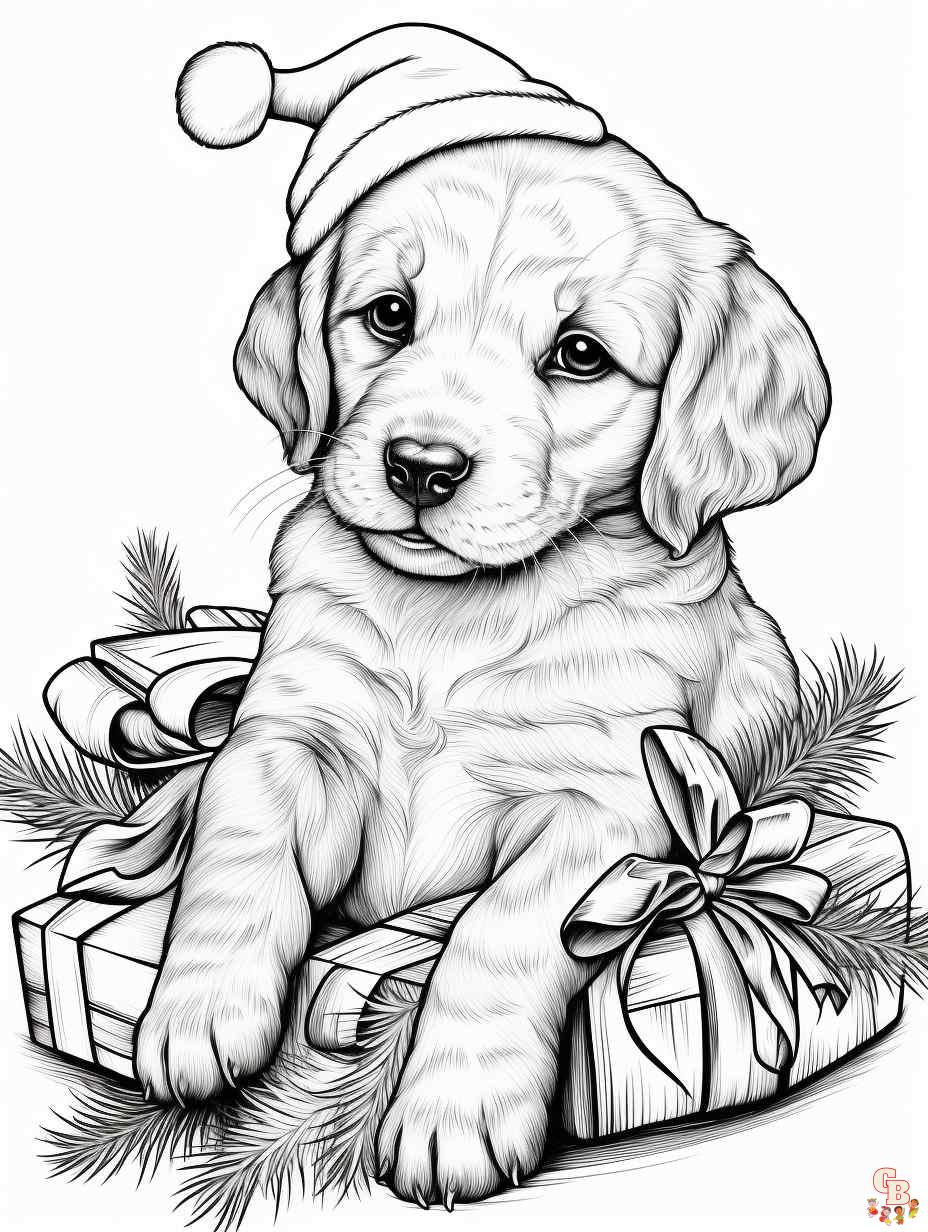 puppy christmas coloring page