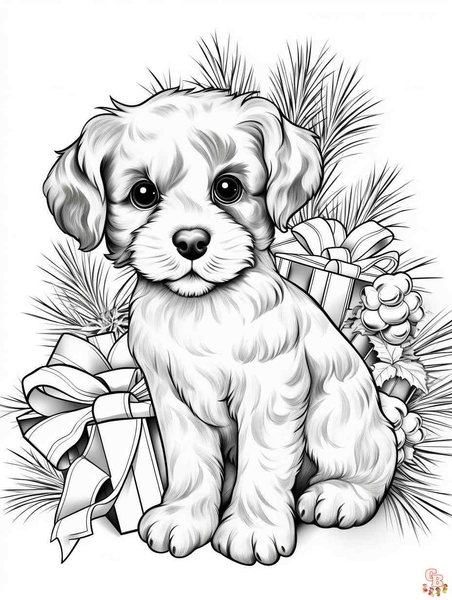 puppy christmas coloring pages