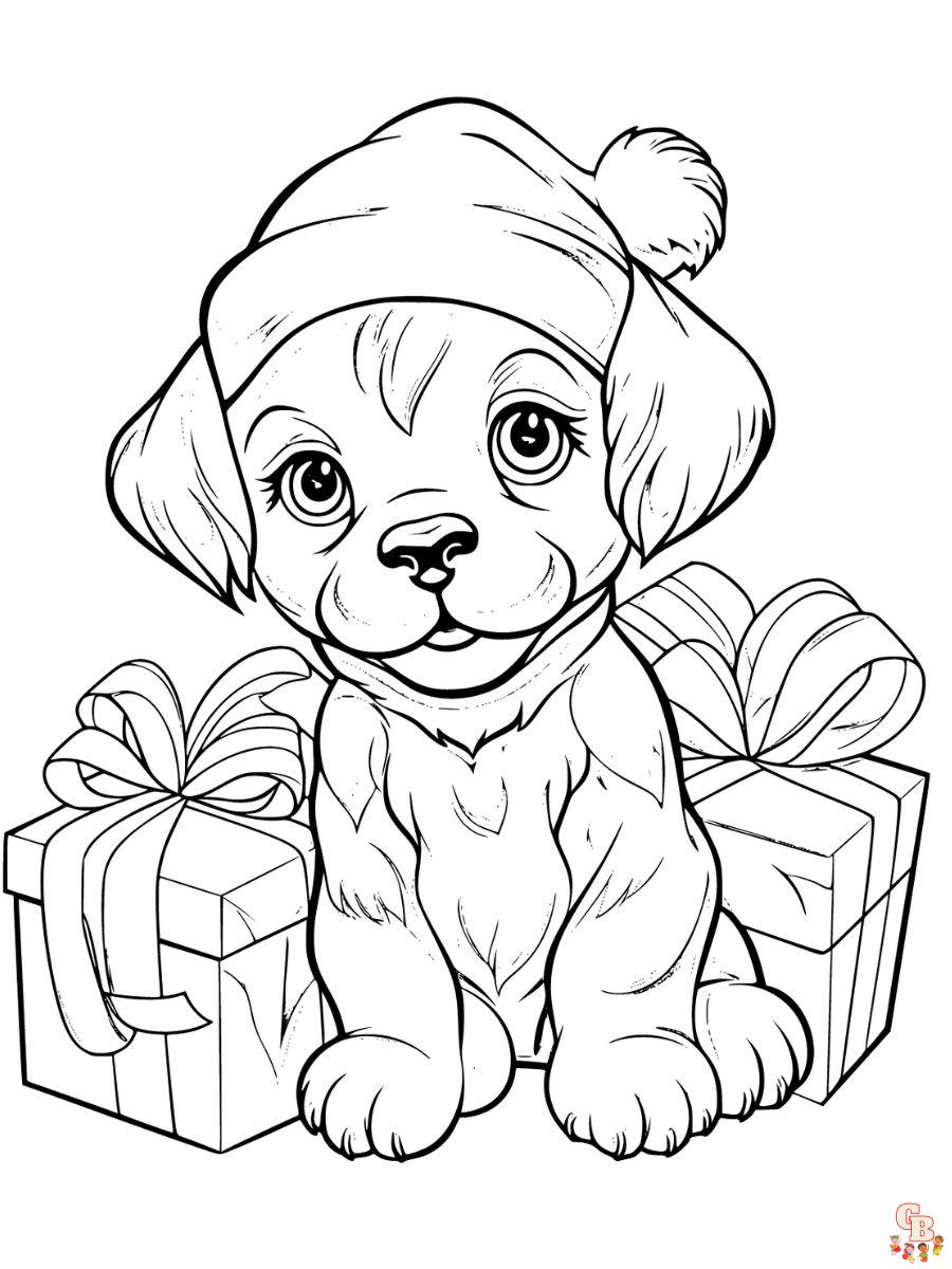 puppy christmas coloring pages