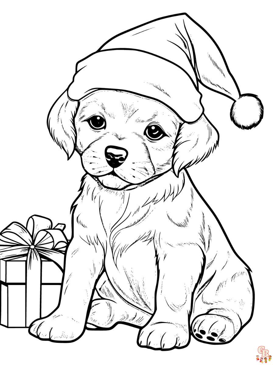 puppy coloring pages christmas