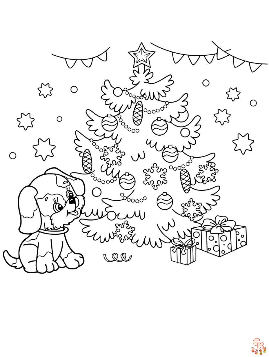 puppy coloring pages christmas