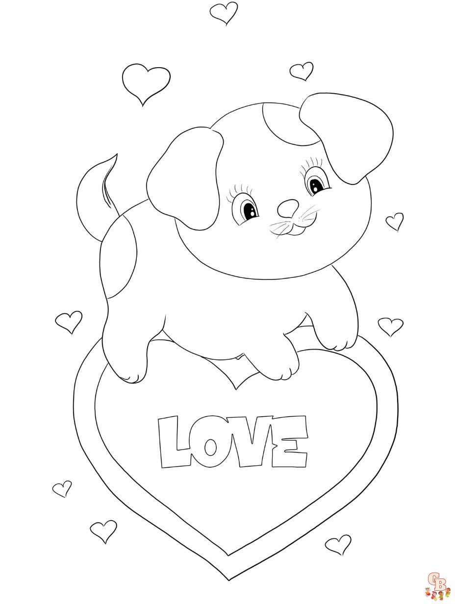 puppy valentine coloring page