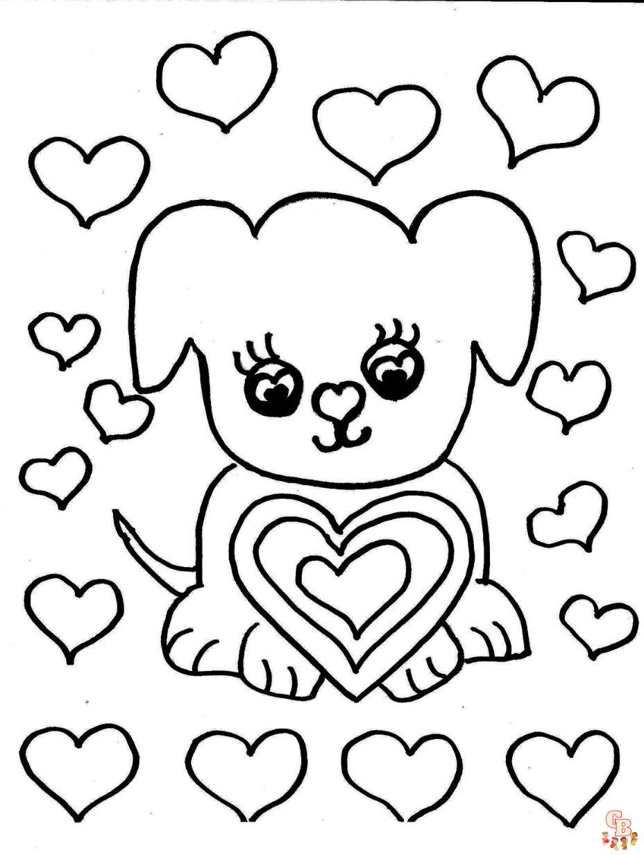 puppy valentines day coloring pages