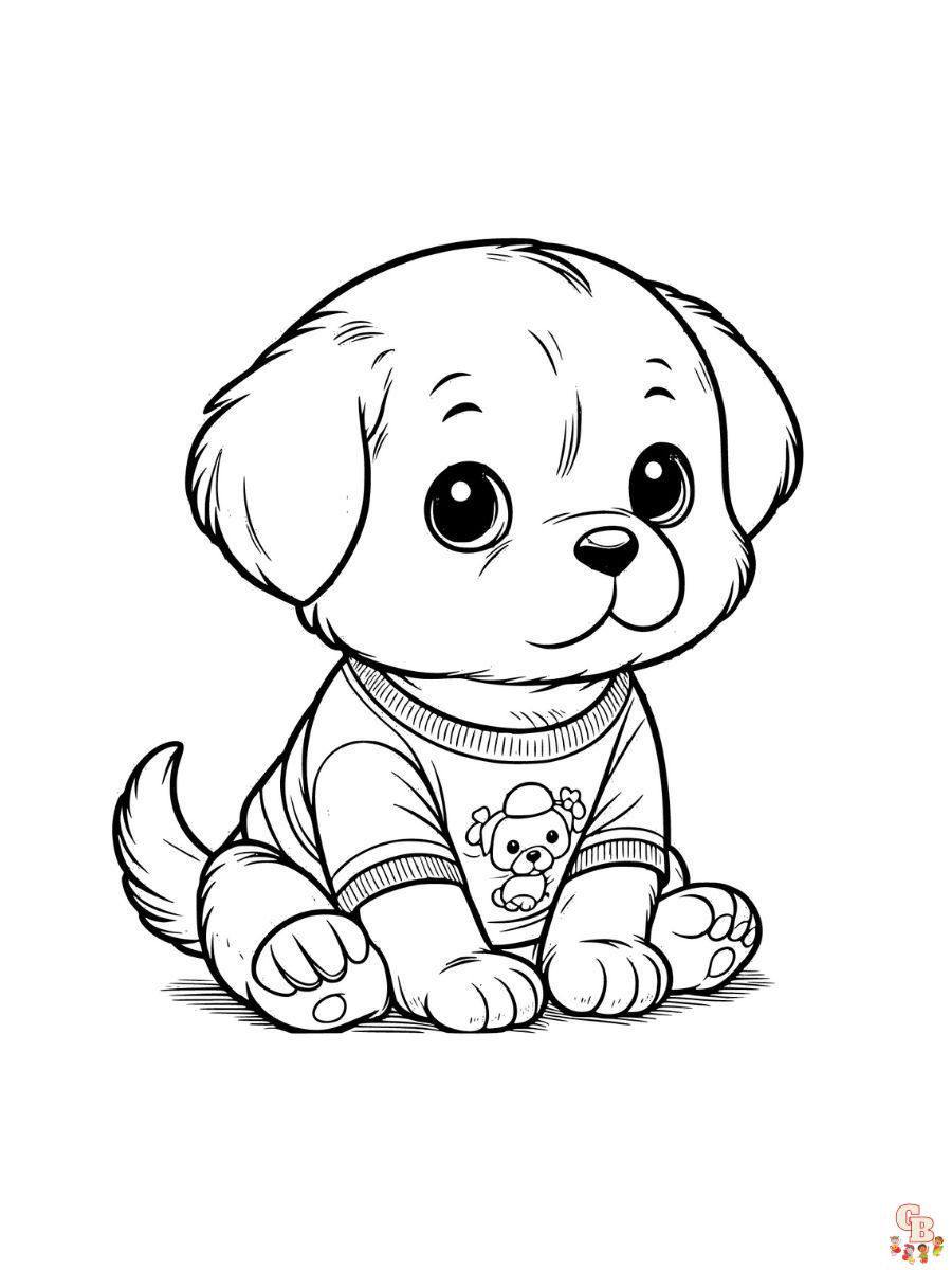 puppy wearing t shirt coloring page free