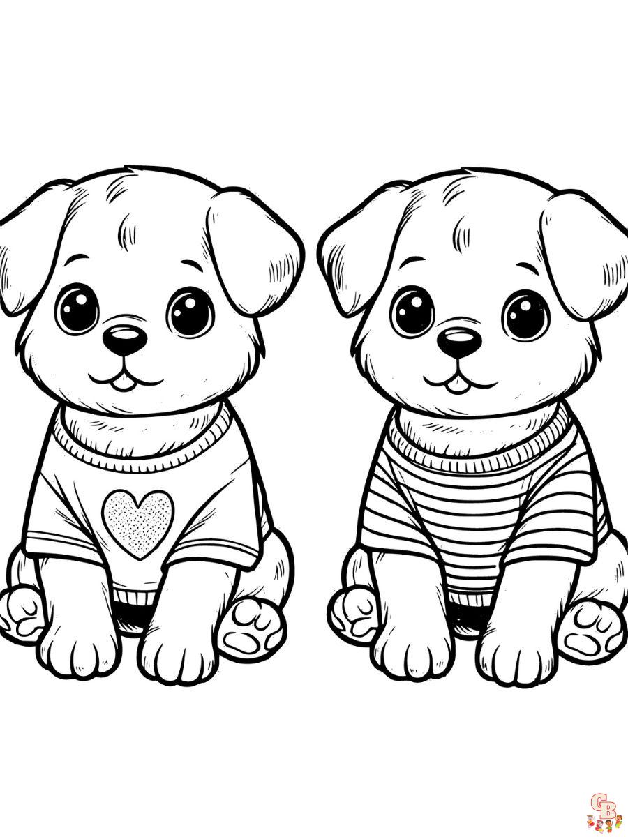 puppy wearing t shirt coloring page printable