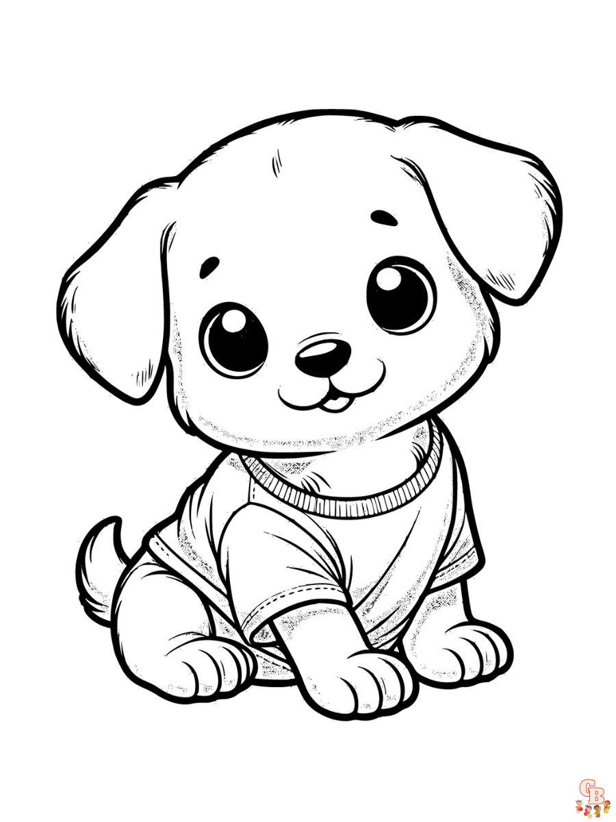 puppy wearing t shirt coloring page