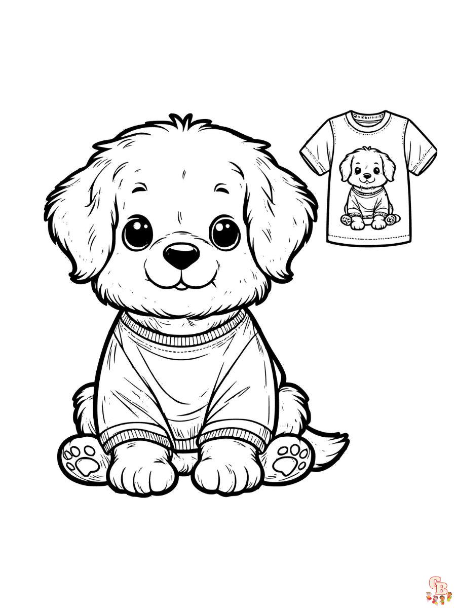 puppy wearing t shirt coloring pages printable