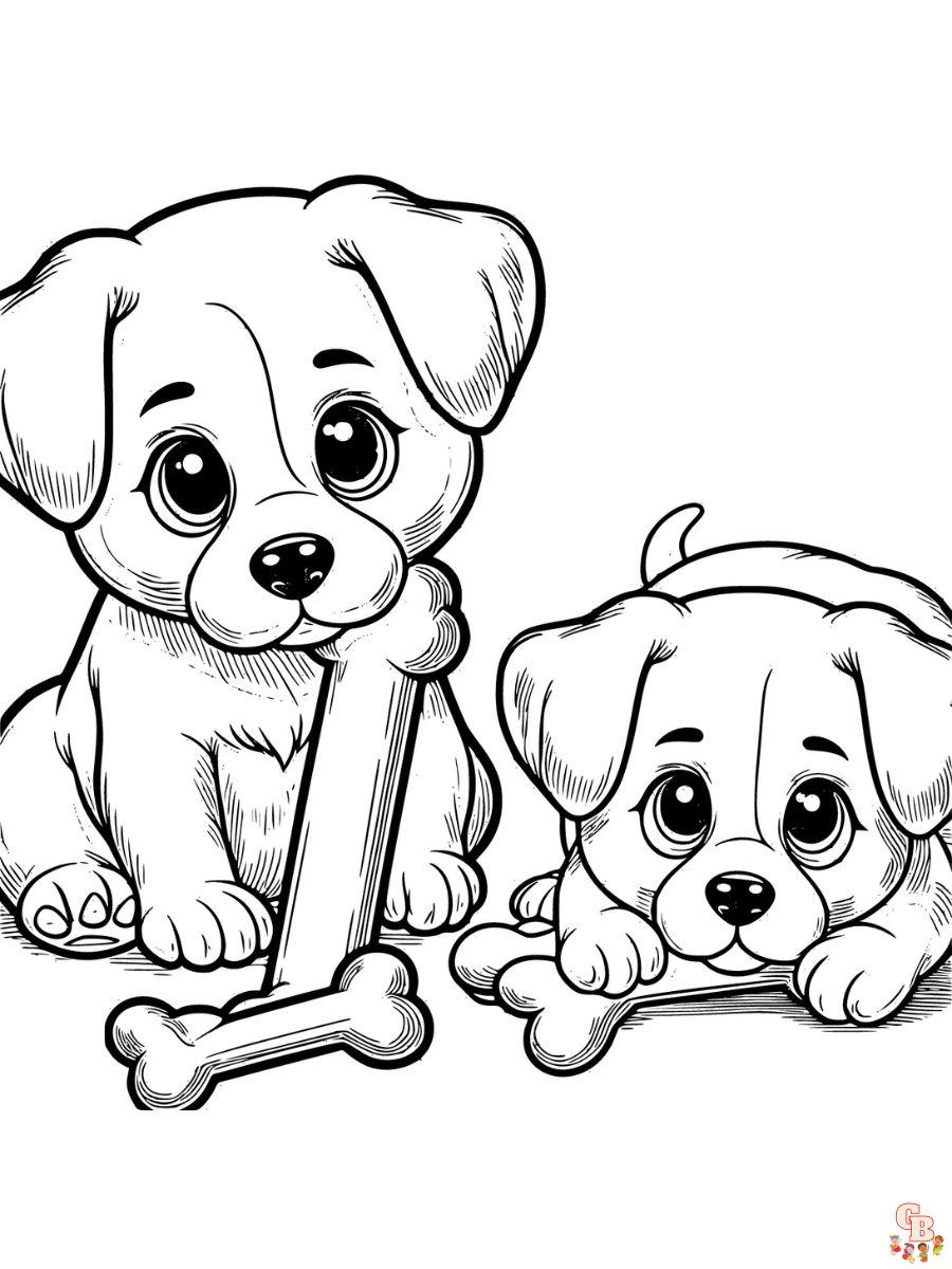 puppy with bone coloring page