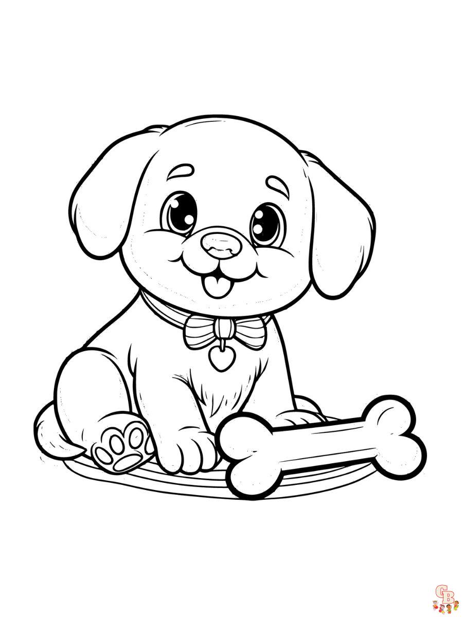 puppy with bone coloring pages printable