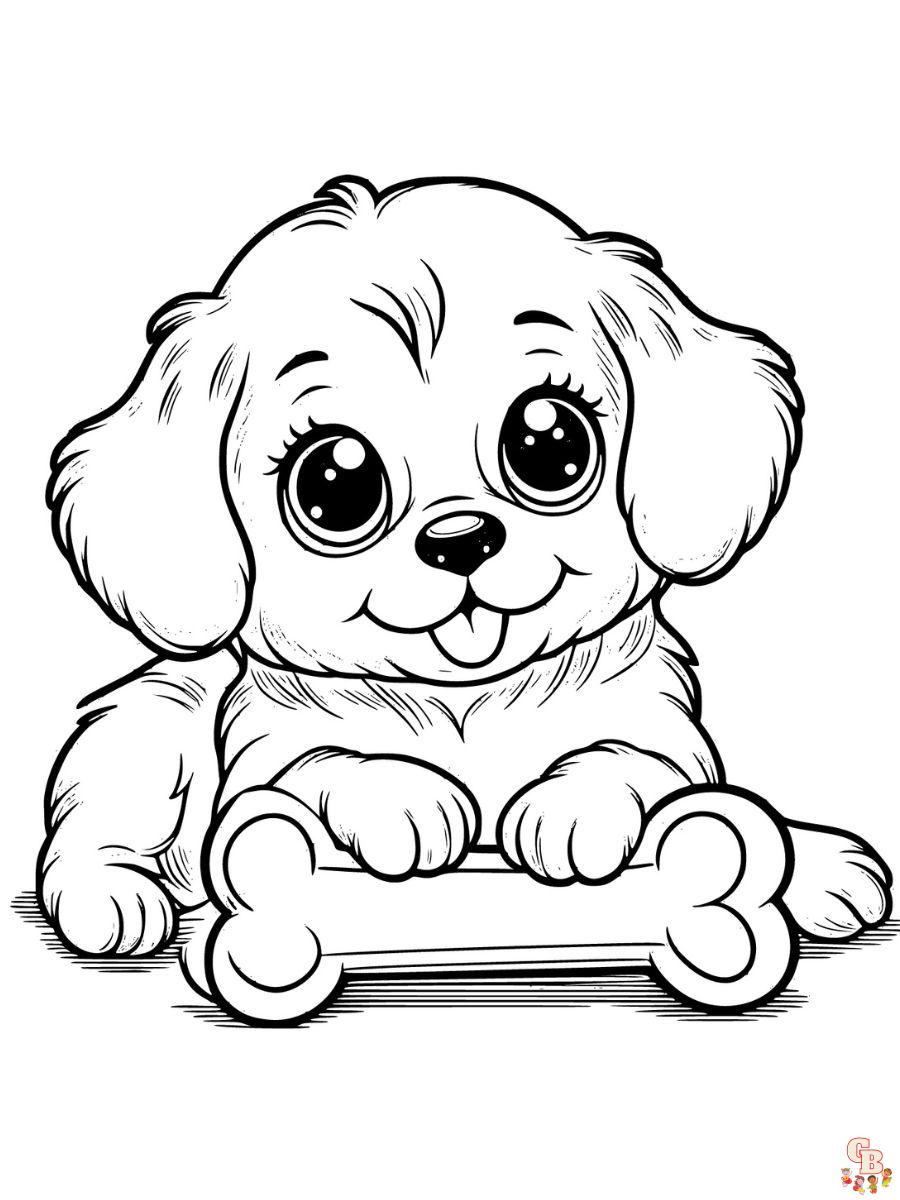 puppy with bone coloring pages