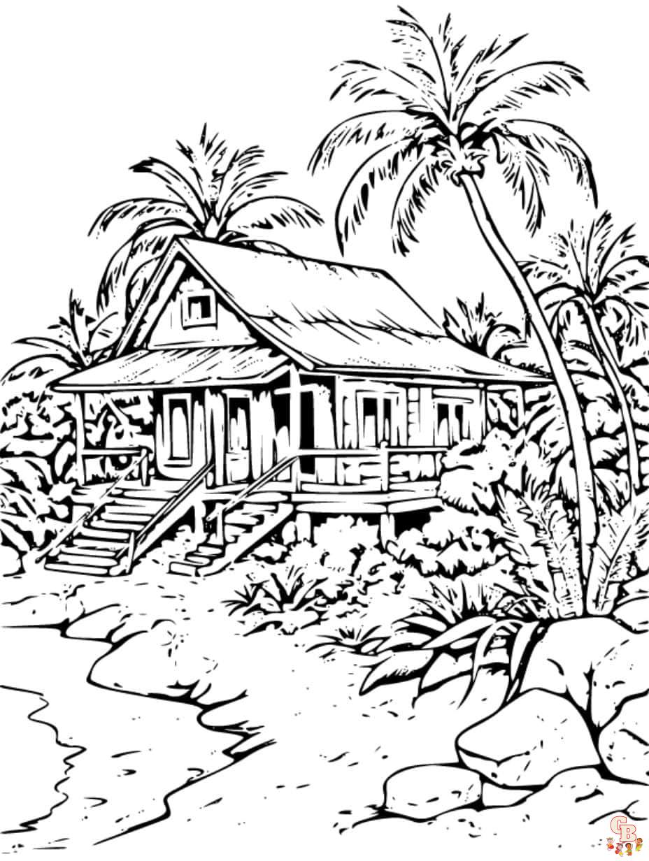 realistic beach coloring pages