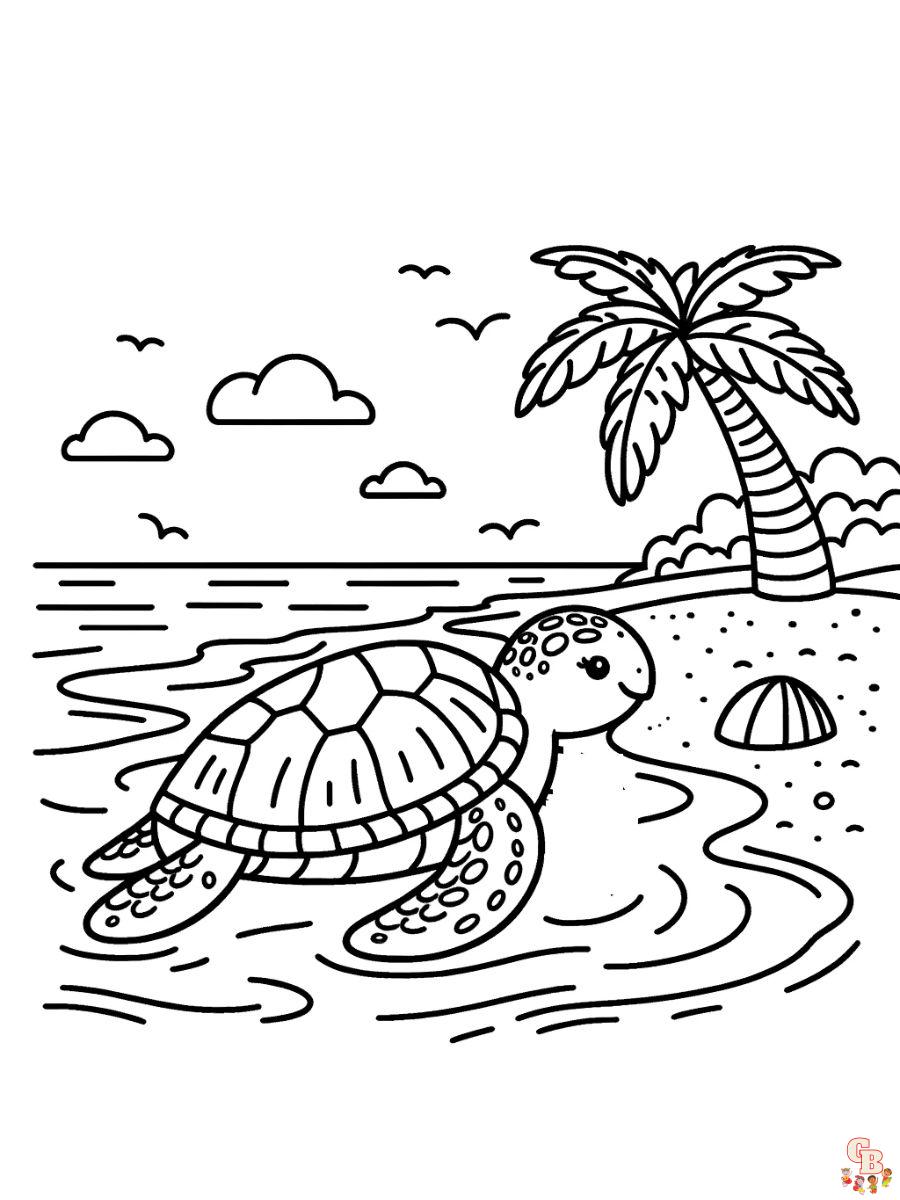 realistic sea turtle coloring page