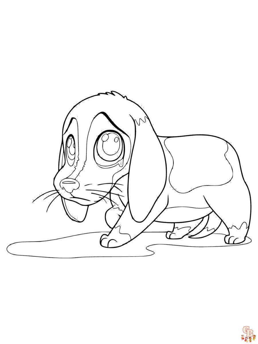 sad puppy coloring page free