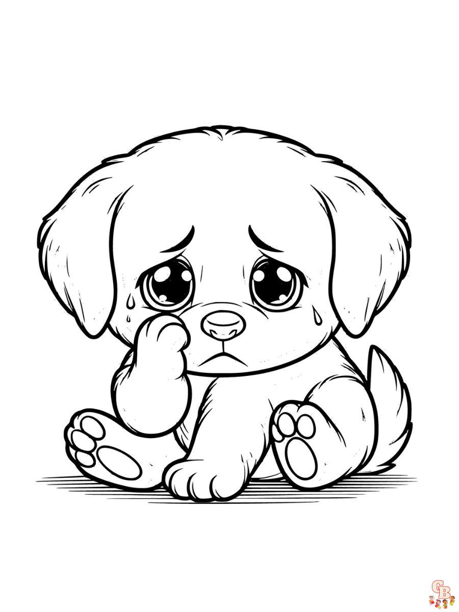 sad puppy coloring pages