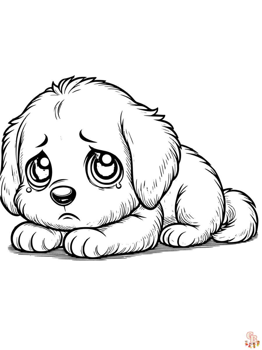 sad puppy in the city coloring pages