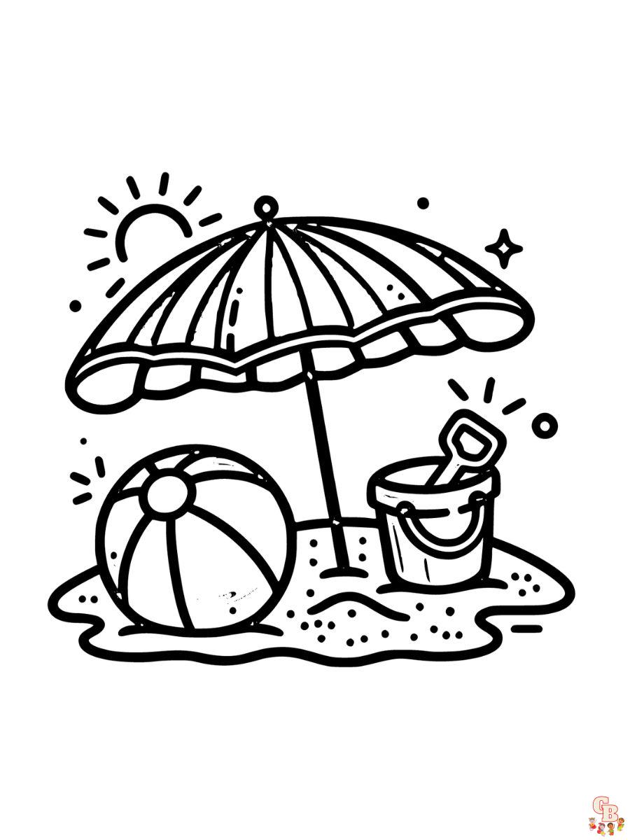 summer beach coloring page