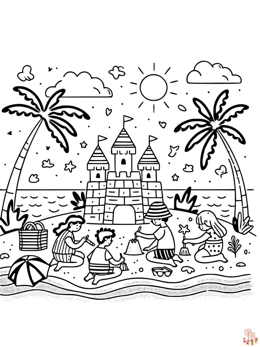 summer beach coloring pages