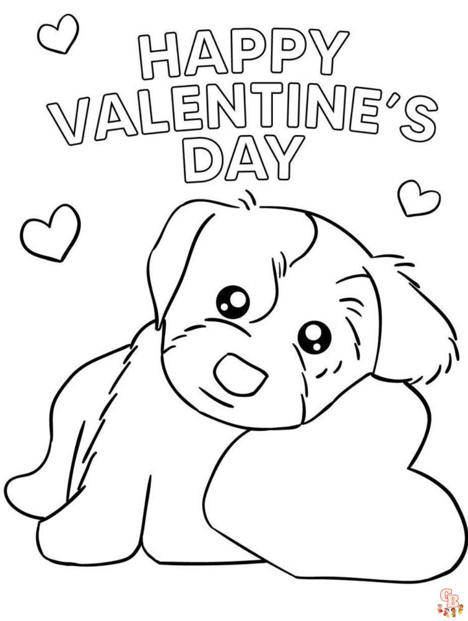 valentine puppy coloring pages