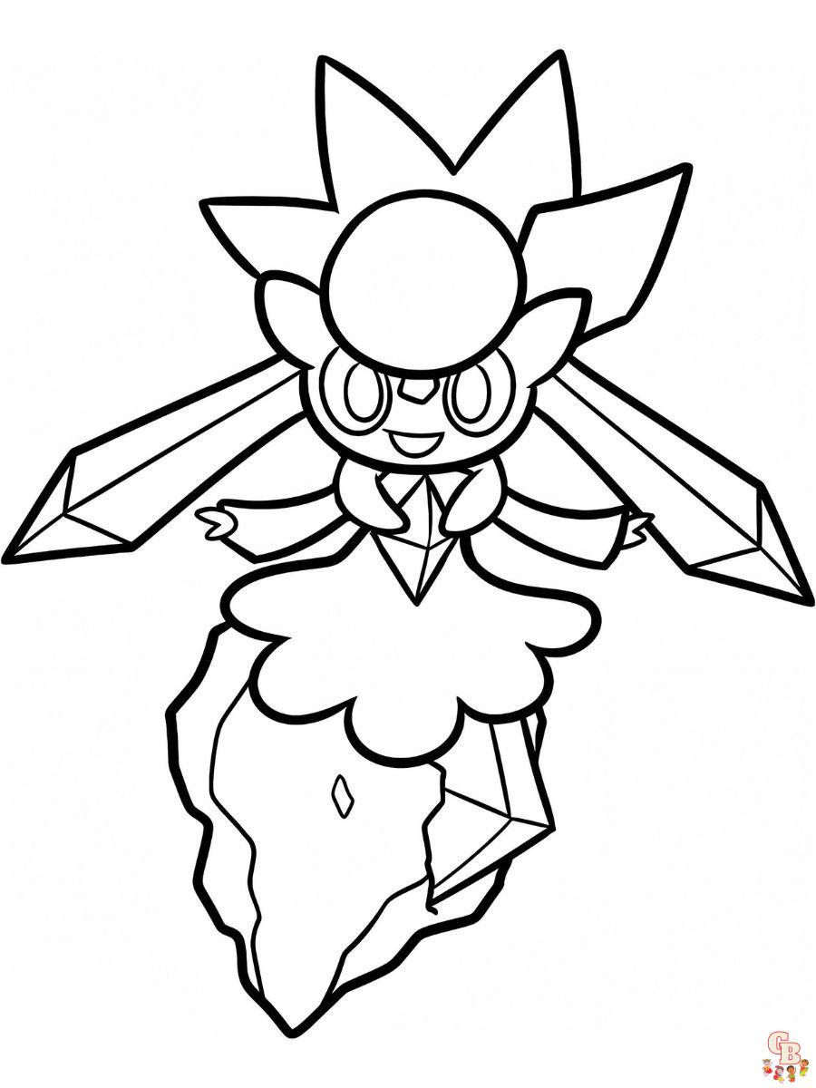 Diancie mega pokemon coloring pages