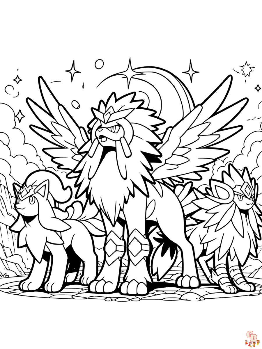 Entei mega pokemon coloring pages