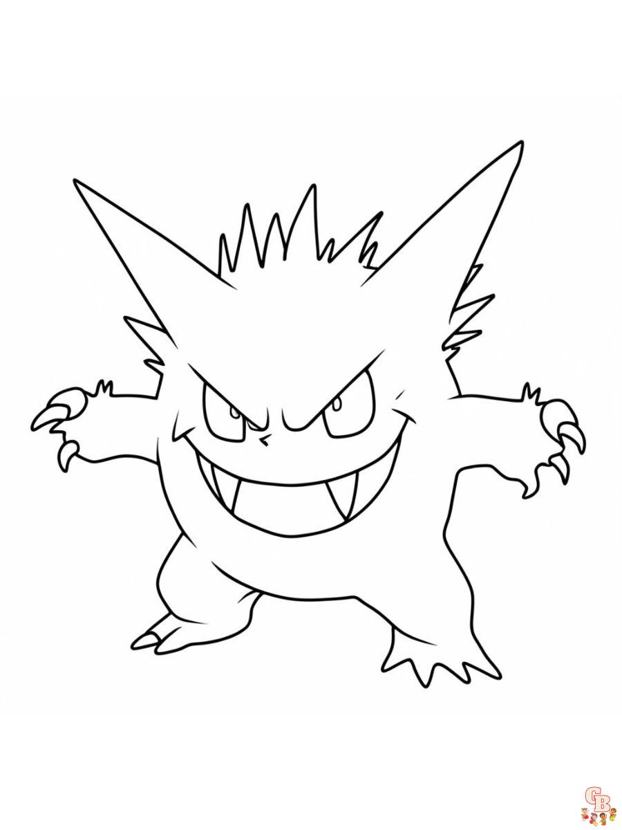 Gengar mega pokemon coloring pages