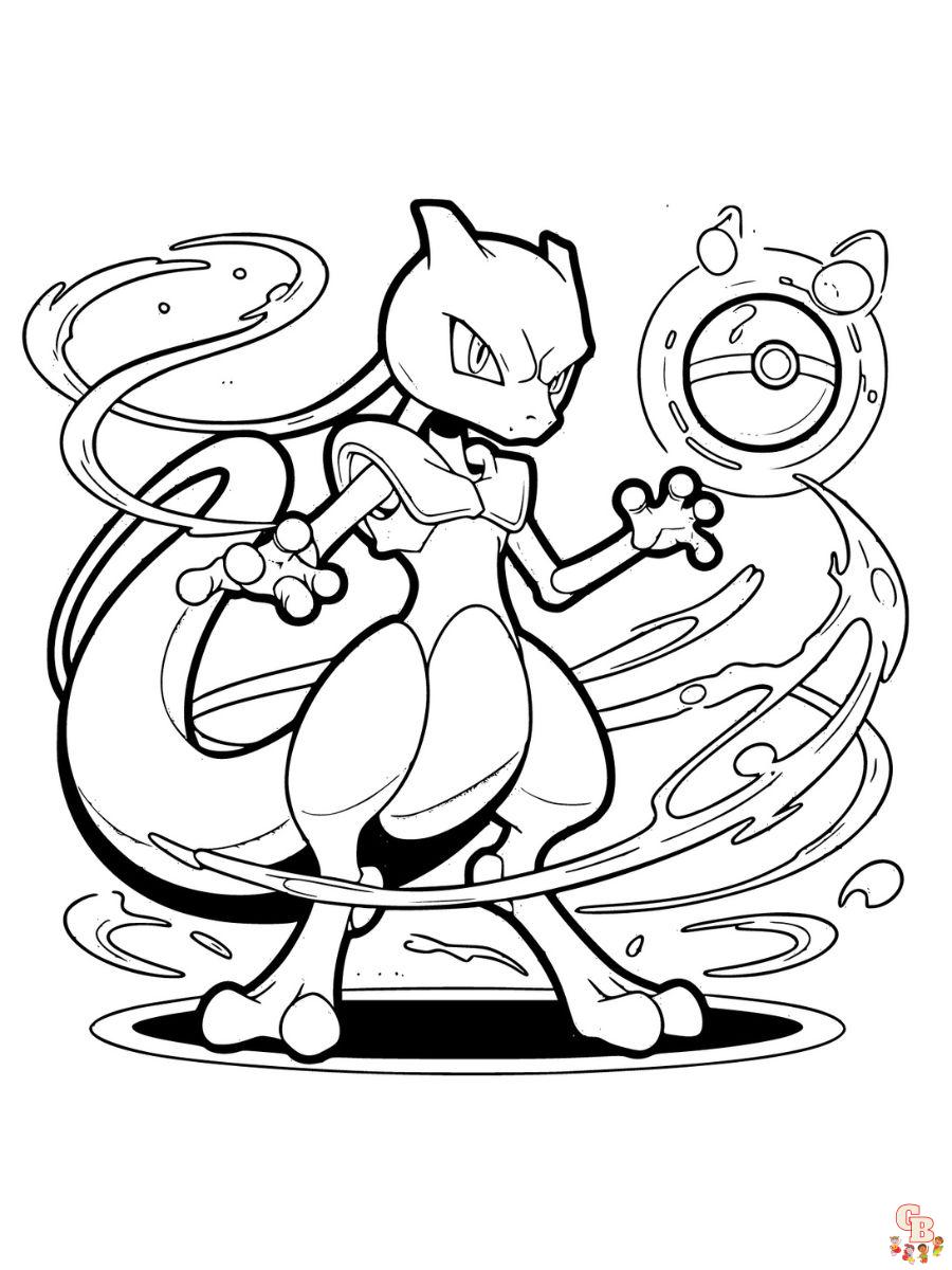 Mewtwo X mega pokemon coloring pages