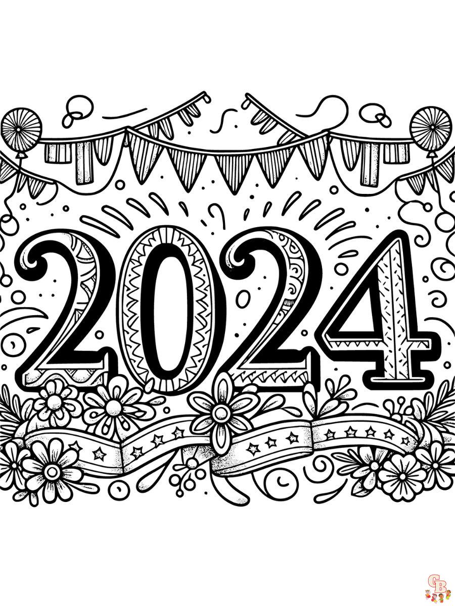 coloring pages new years 2024