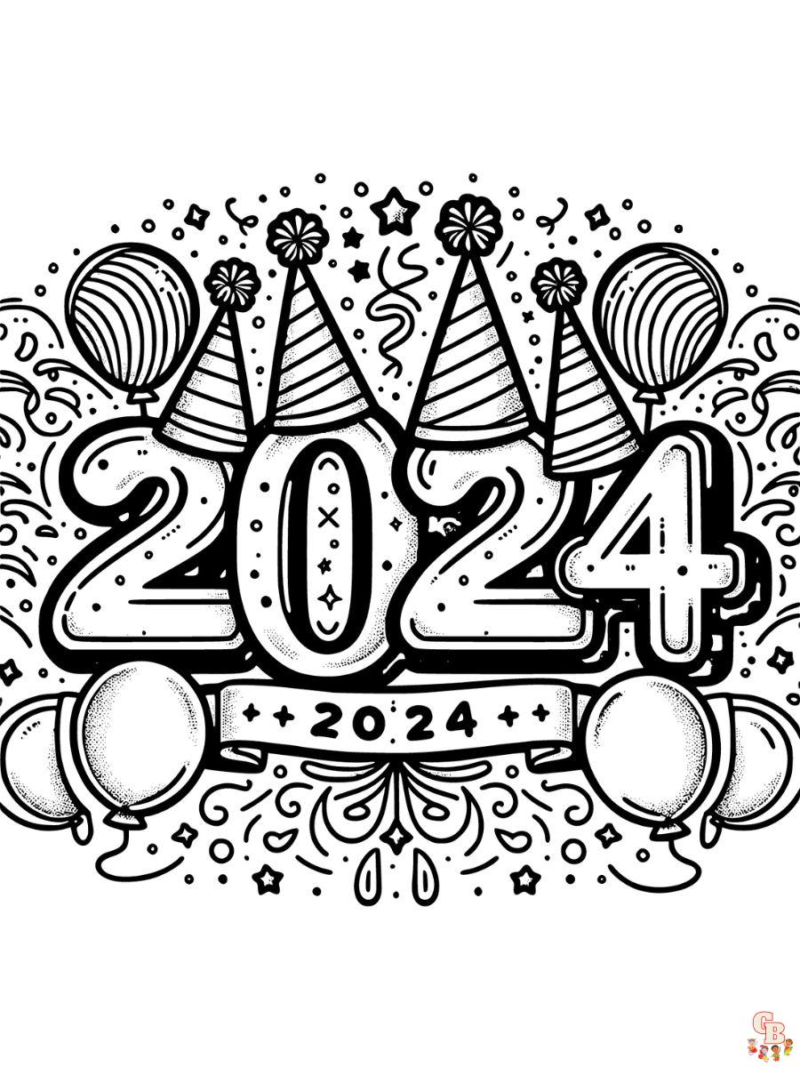 happy new year 2024 coloring pages