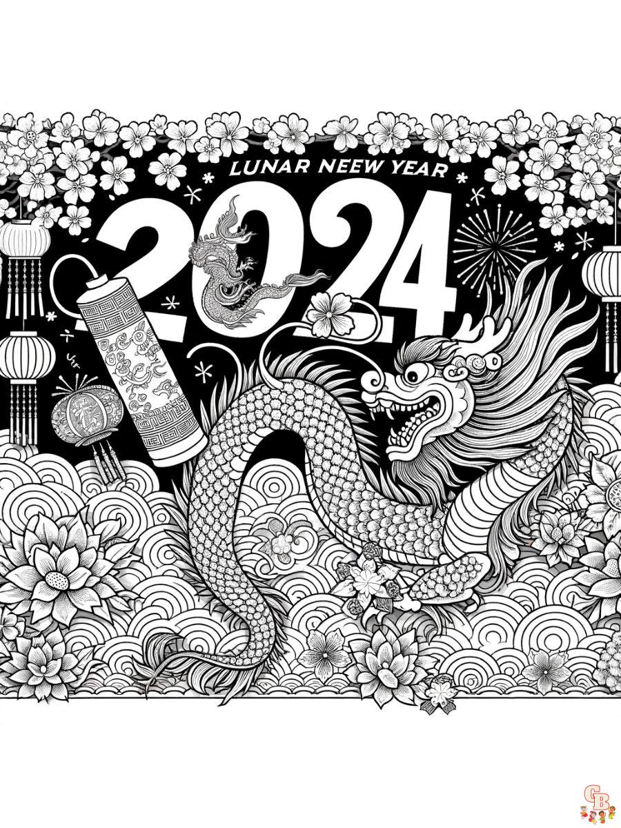 lunar new year coloring pages 2024