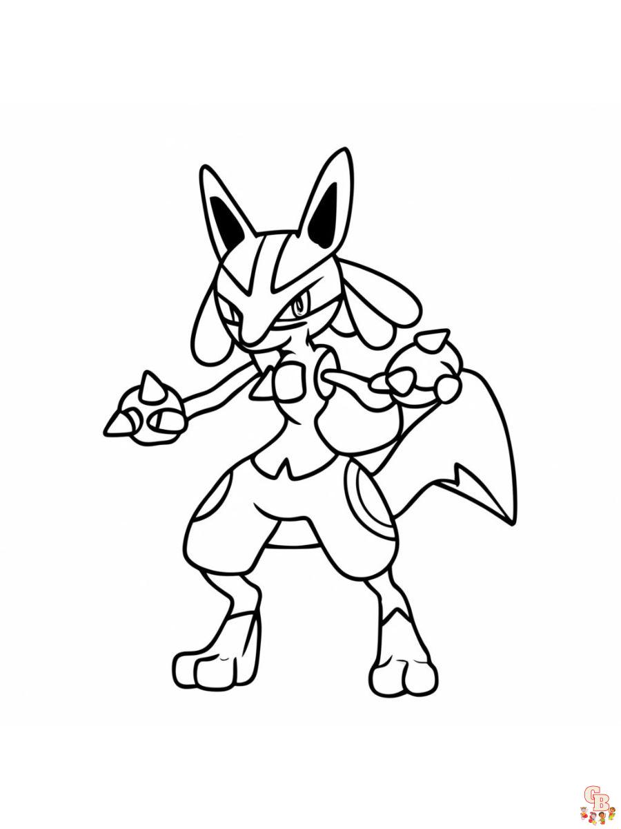 mega lucario pokemon coloring pages