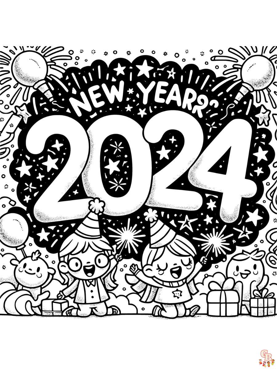 new year coloring pages 2024