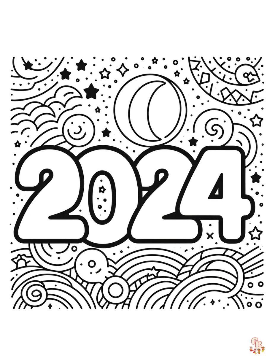 new year's coloring pages 2024