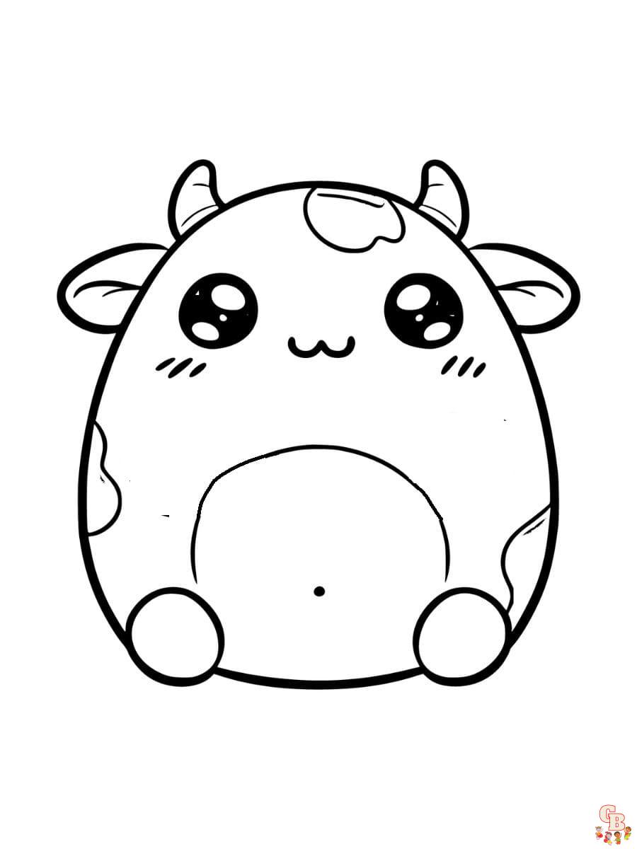 Cow Squishmallow coloring pages cute free