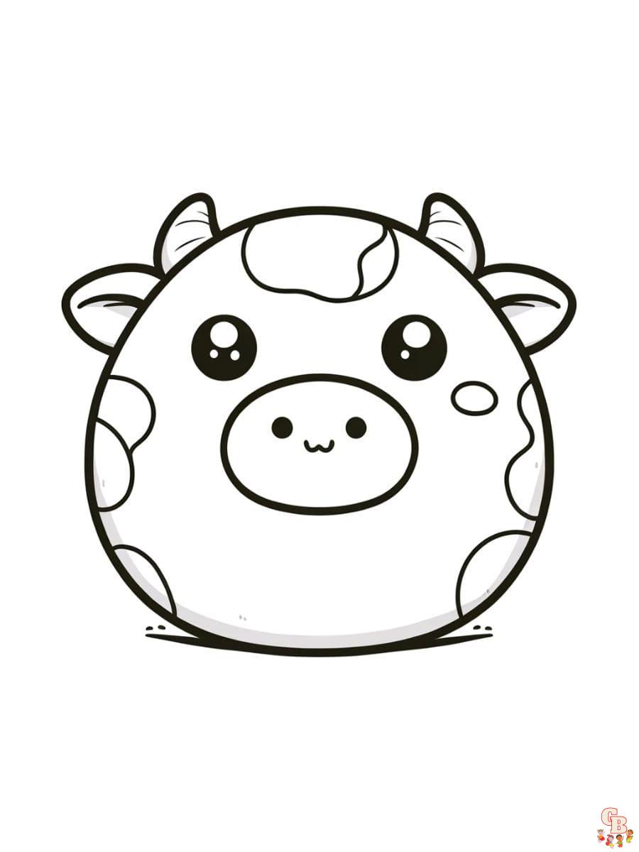 Cow Squishmallow coloring pages easy