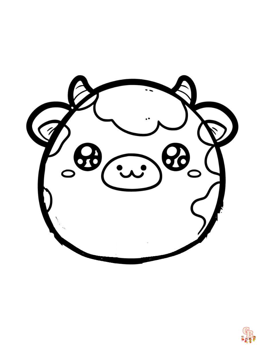 Free Cow Squishmallow coloring pages