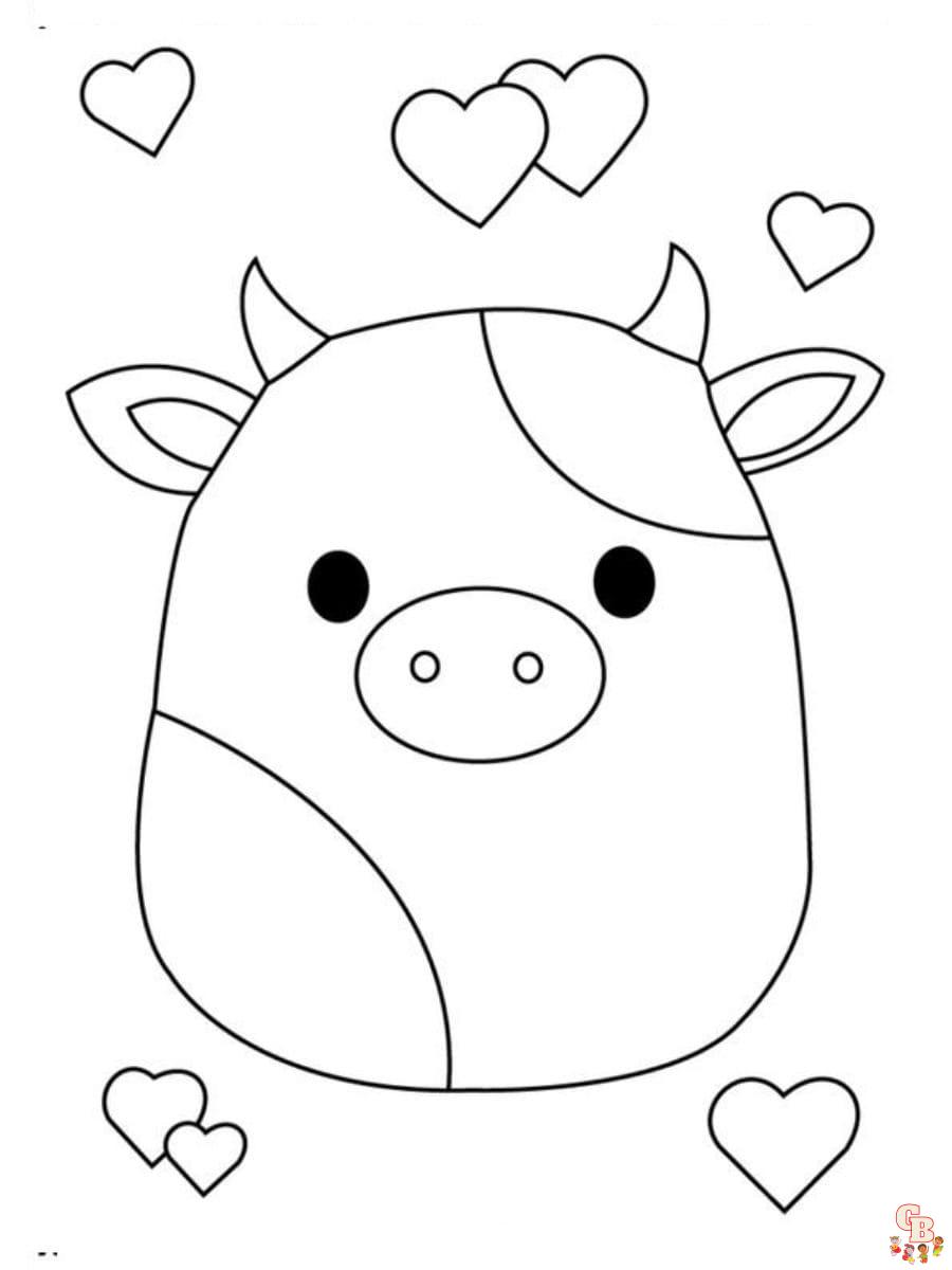 Printable Cow Squishmallow coloring page free