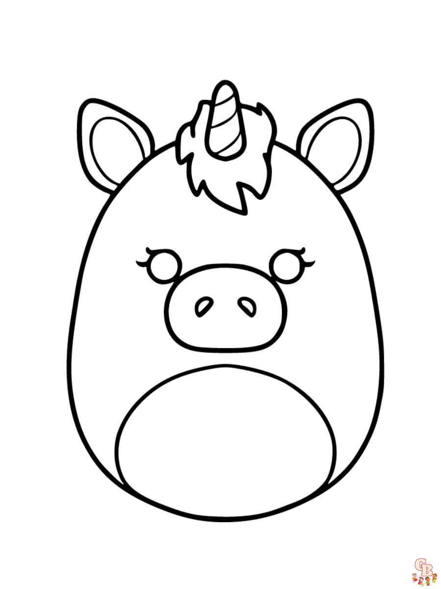 squishmallow unicorn coloring pages