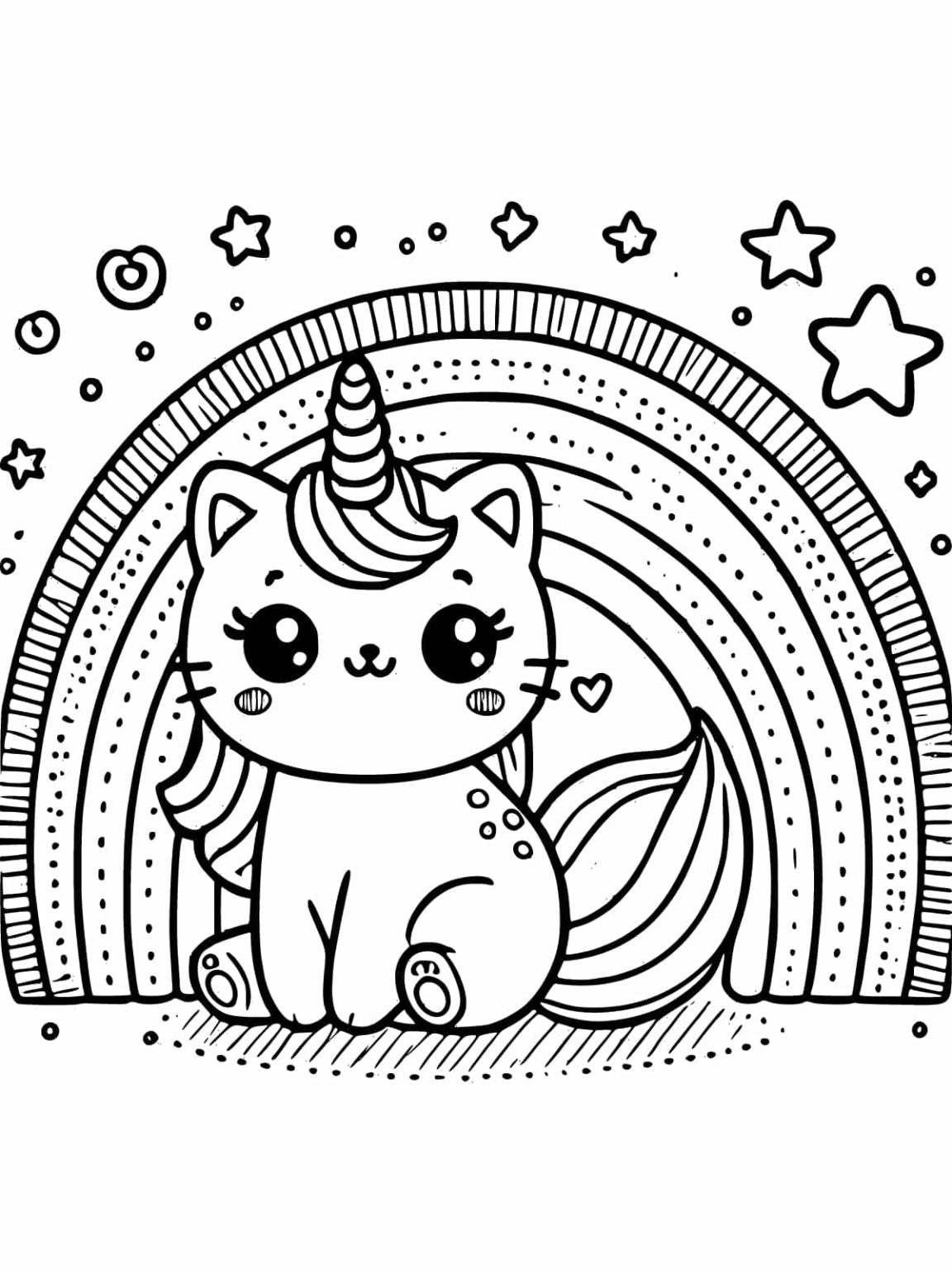Newest Unicorn Kawaii Cat Coloring Pages Free Printable